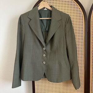 VTG Mirella Calo Dark Green Angelica Wool Tailored Blazer Sz 44 Italy Made‎